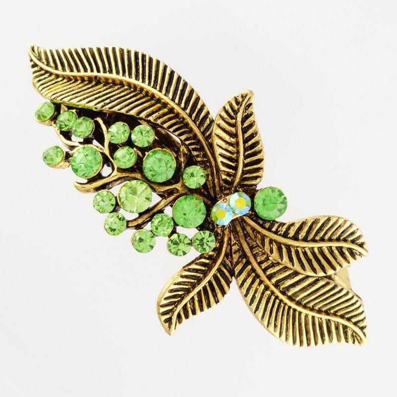 Barrette à Cheveux Dorée Strass Cristal Ambre Topaze NY Fashion Accessories