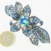 Grande barrette à cheveux argenté fleur Salva