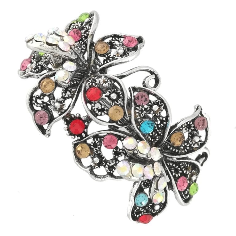 Barrette de mariage Zelda en argent avec fleurs et feuilles