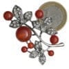 Broche Eglantine Strass en Cristal et Perles - Rouge