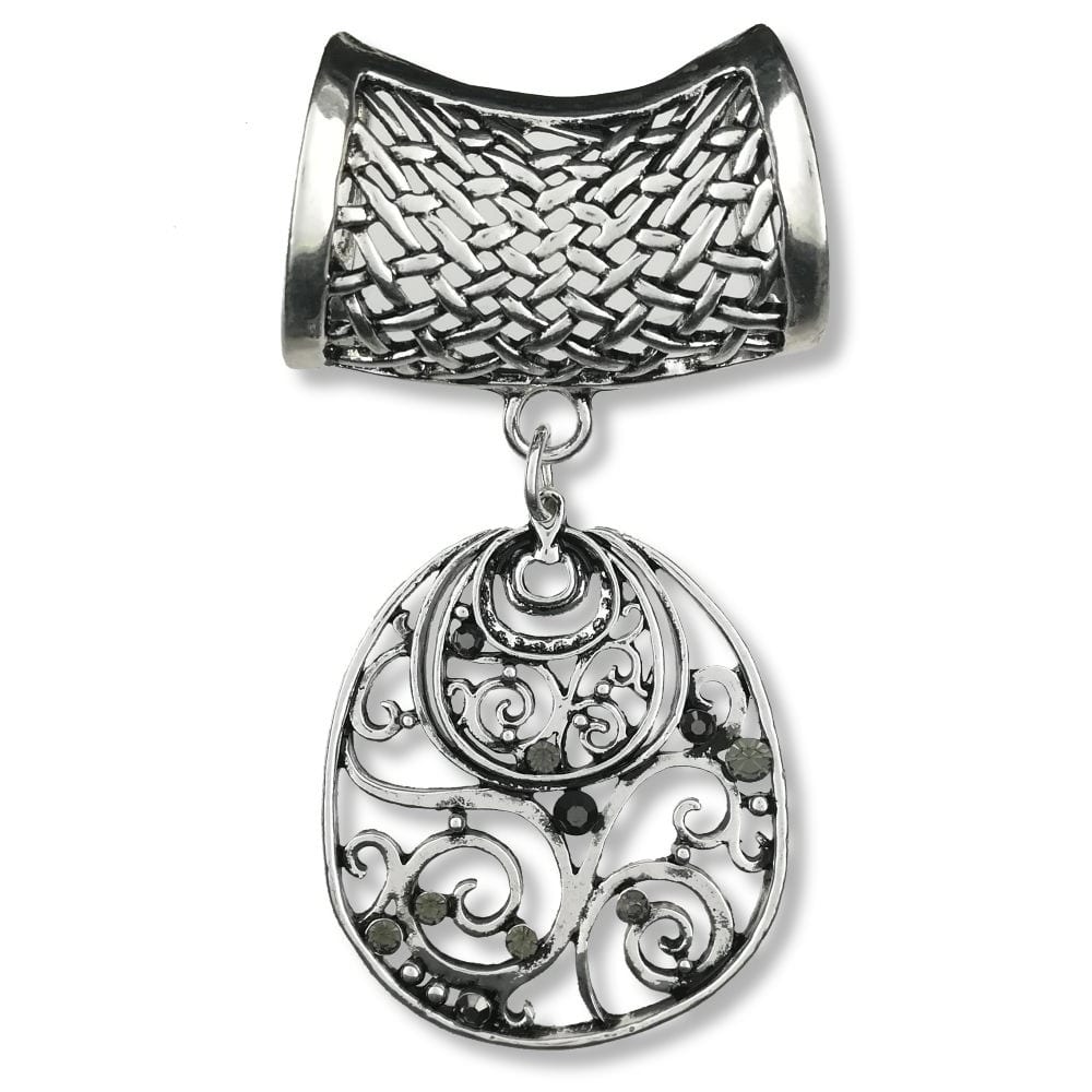 Serre-passe Foulard Avec Pendentif - Métal Argenté Acier - Strass - Occasion Bon état