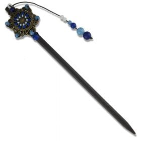 Pic à Chignons Artisanal Bois Anaba - Bleu